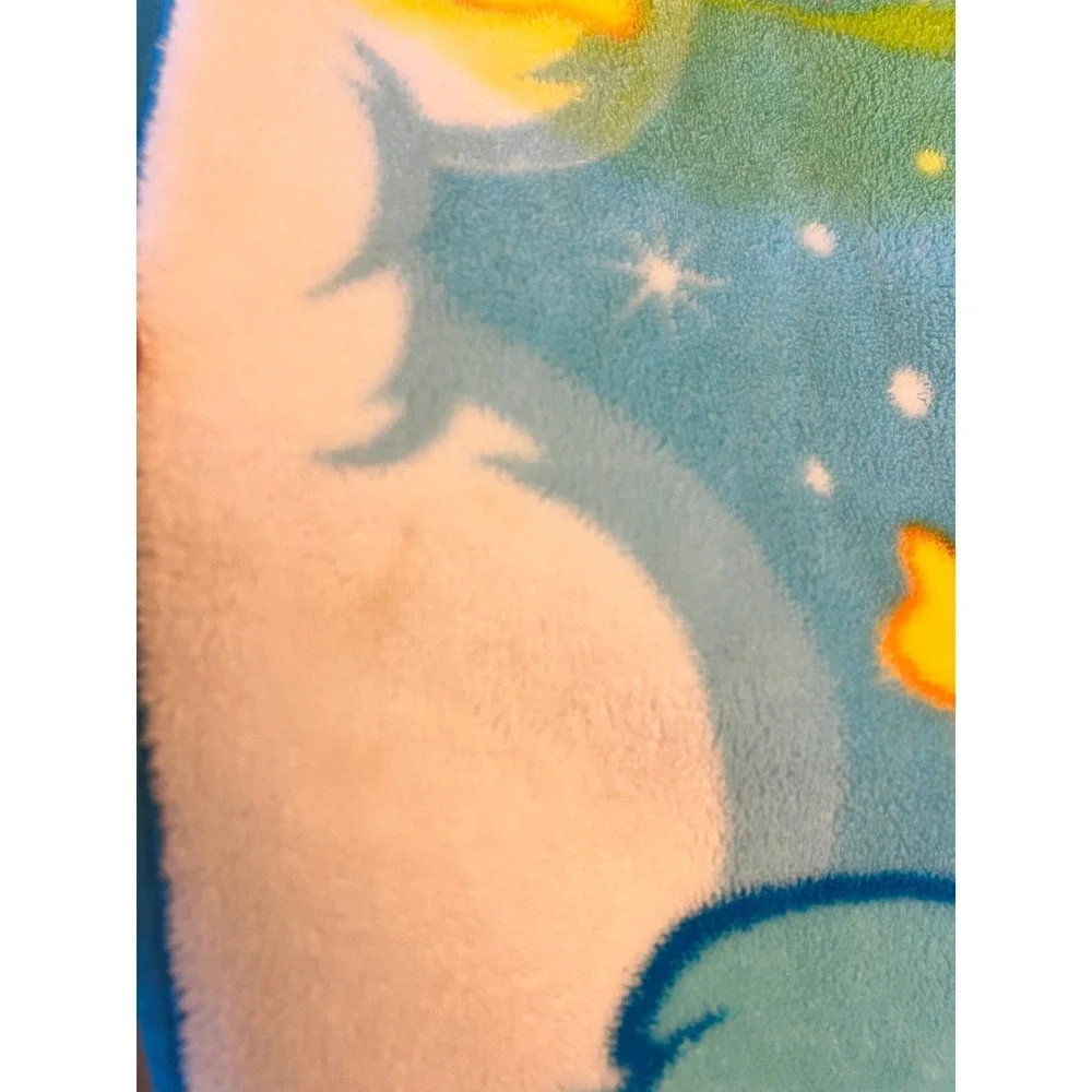 Vintage Care Bears Plush Fleece Throw Blanket Snuggle Up With A Sweet Dream Blue